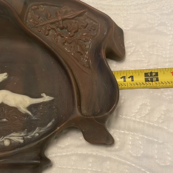 Vintage & Rare Genuine Incolay Stone DEER ELK BUCK DOE Carved Desk Organizer - Picture 7 of 12